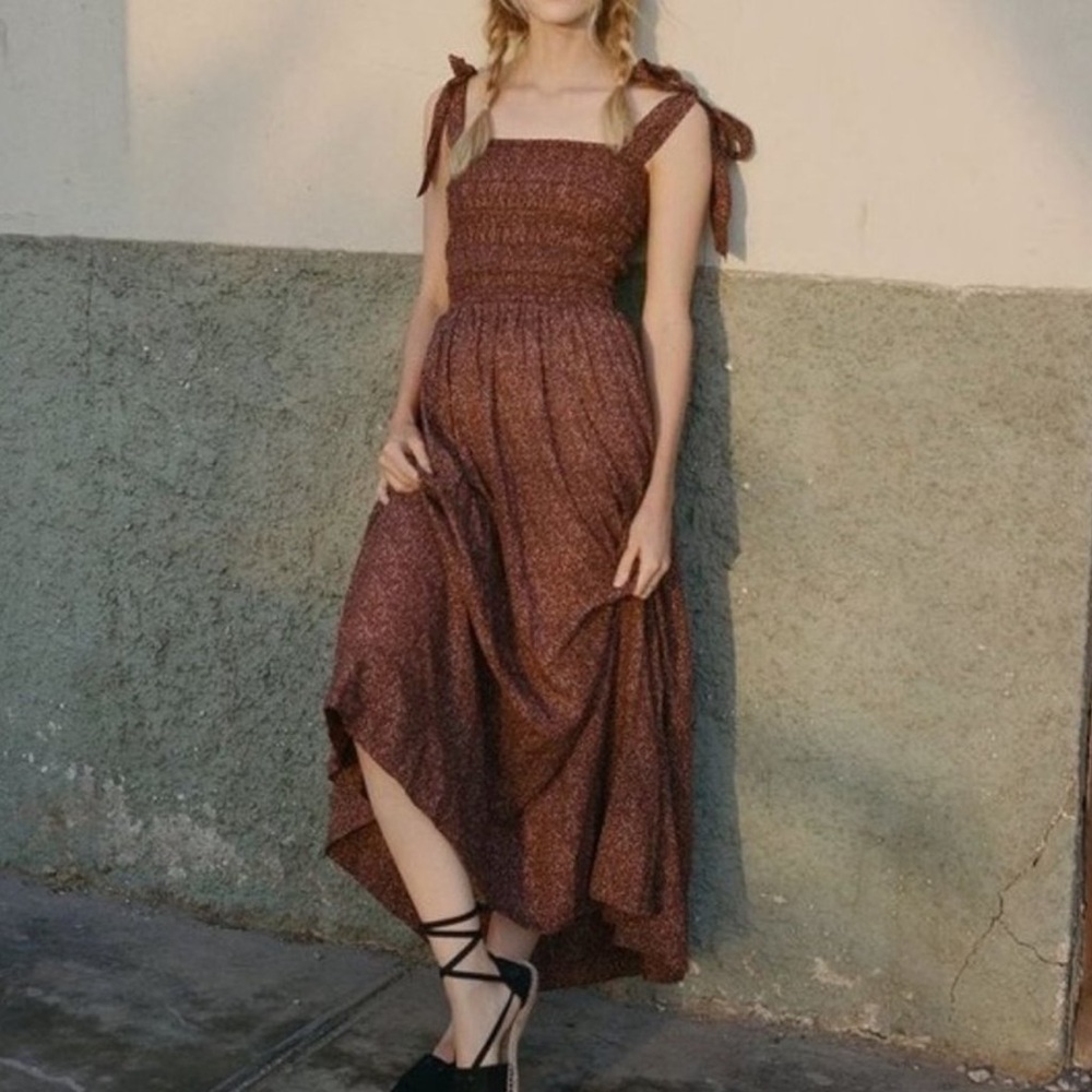DOEN Jasmine Ditsy Floral Smocked Long Maxi Dress
